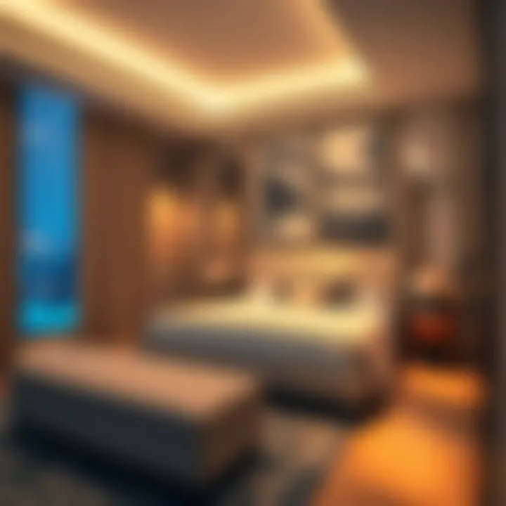 Luxurious bedspace interior showcasing modern amenities