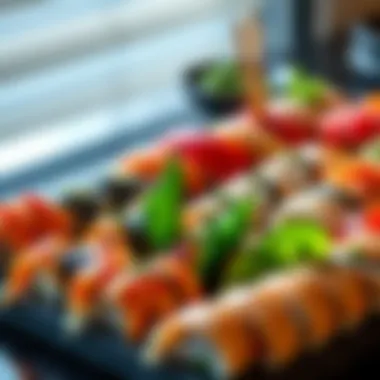 Sushi Platter Presentation A beautifully arranged sushi platter showcasing a variety of sushi types