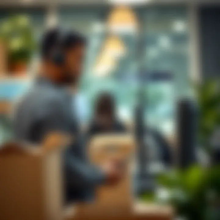 Customer service representative assisting clients