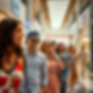 Tourists Experience Shopping in Dubai's Outlet Malls A group of tourists enjoying the shopping experience.