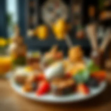 Colorful plate of international breakfast items reflecting Dubai's diversity