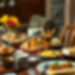 Traditional Emirati breakfast spread featuring various dishes