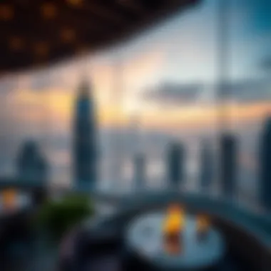 Breathtaking skyline view from a rooftop restaurant