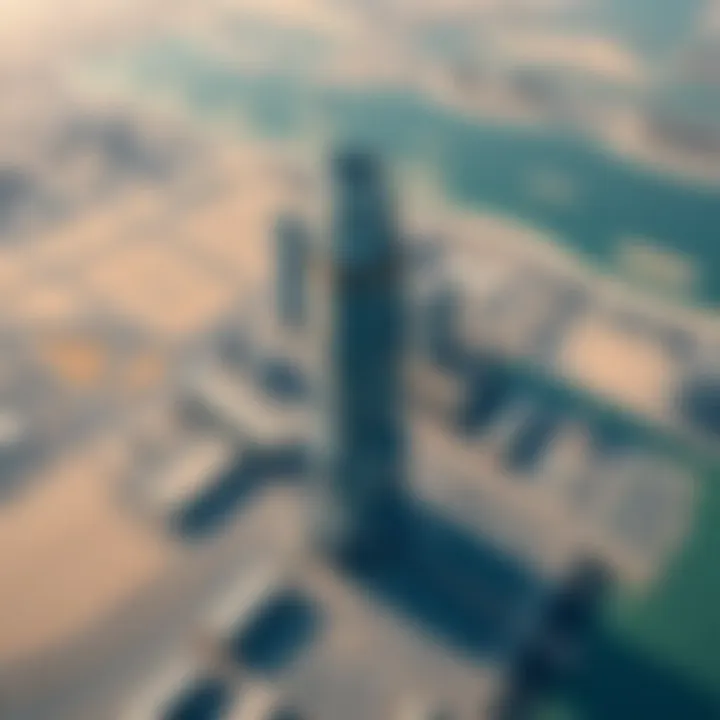 Aerial view highlighting DMCC Free Zone surrounding Almas Tower