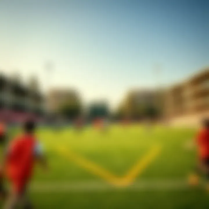 Dynamic Sports Environment A vibrant sports field bustling with student activities