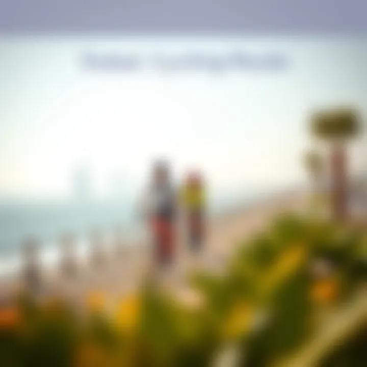 Cyclists enjoying a ride along the coastal route of the Dubai Cycling Track