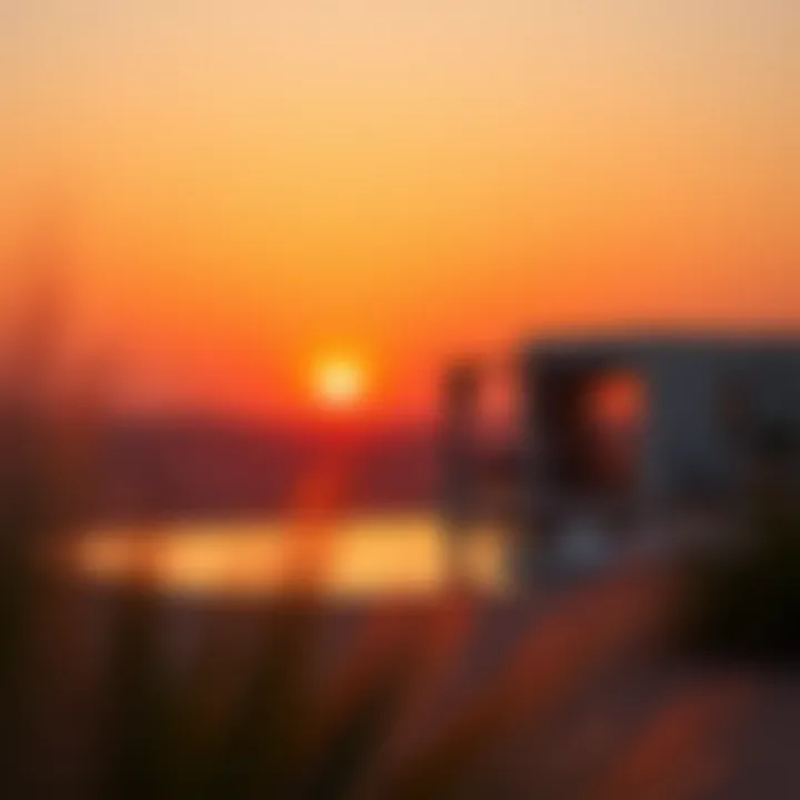 Tranquil desert retreat with sunset