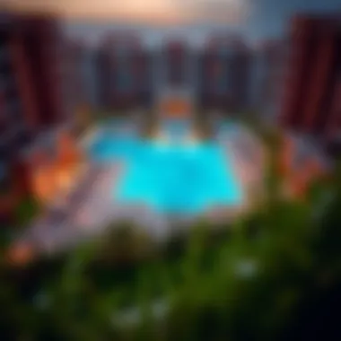 Luxurious amenities such as swimming pools and parks in Dubai Hills Residence
