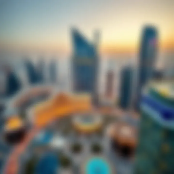 A captivating aerial shot of Dubai Mall amidst the city skyline