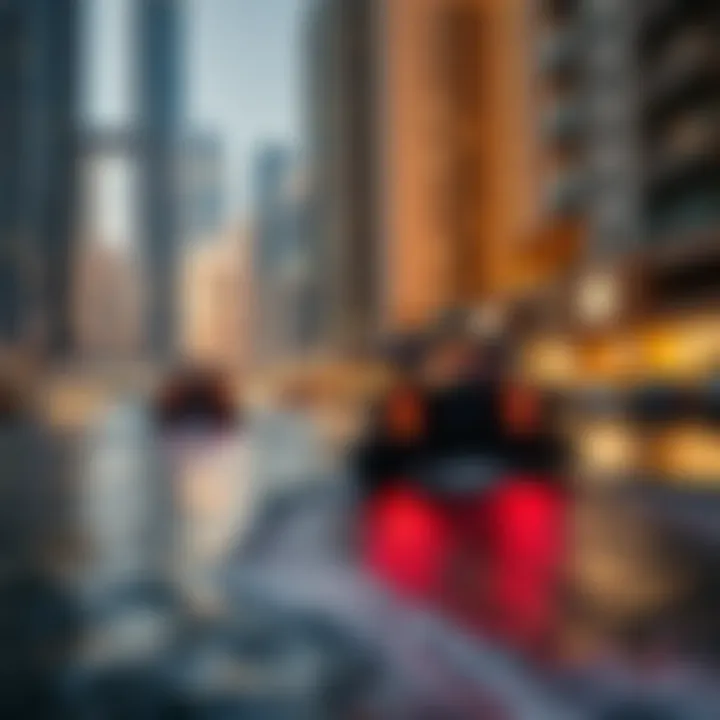 Water taxi navigating through the vibrant Dubai Marina