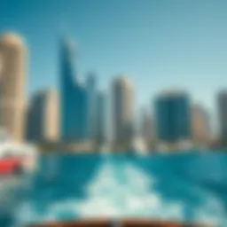 Scenic view of Dubai Marina from a water taxi