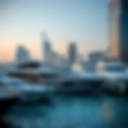 Luxurious yachts docked at Dubai Marina Yacht Club