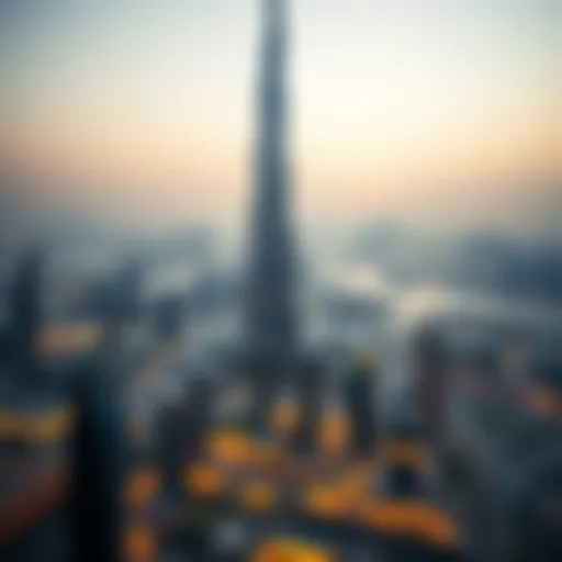 A stunning view of the Burj Khalifa towering over the Dubai skyline