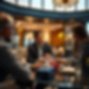 Investors discussing property options in a luxurious setting