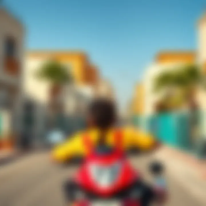 Vibrant lifestyle scene in a Dubai neighborhood