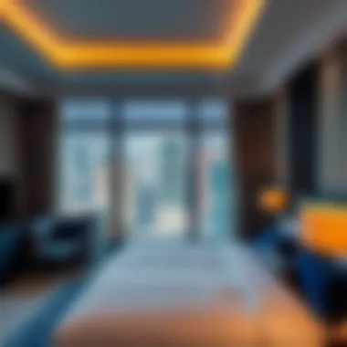 Stylish Guest Room with Dubai Skyline Views Stylish guest room with stunning views of Dubai skyline