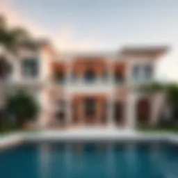 Stunning beach mansion exterior with modern architectural features