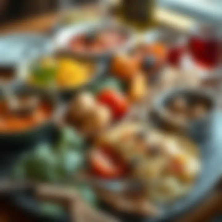 Traditional Italian Cuisine An assortment of traditional Italian dishes showcased on a platter
