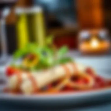 Artfully Presented Italian Dish A close-up of a gourmet Italian dish garnished artistically