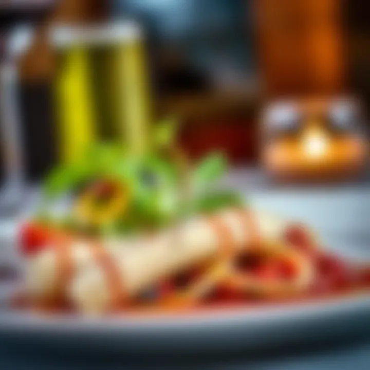 Artfully Presented Italian Dish A close-up of a gourmet Italian dish garnished artistically