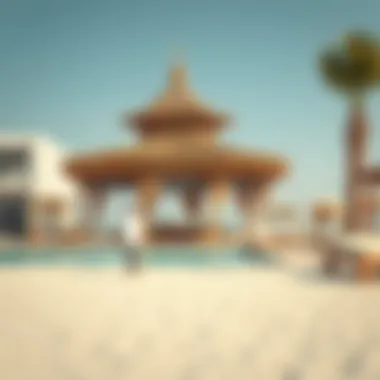 Cultural elements integrated into a beachfront setting, highlighting local traditions.