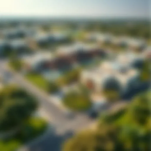 Aerial view of Layan community showcasing its lush greenery and modern architecture