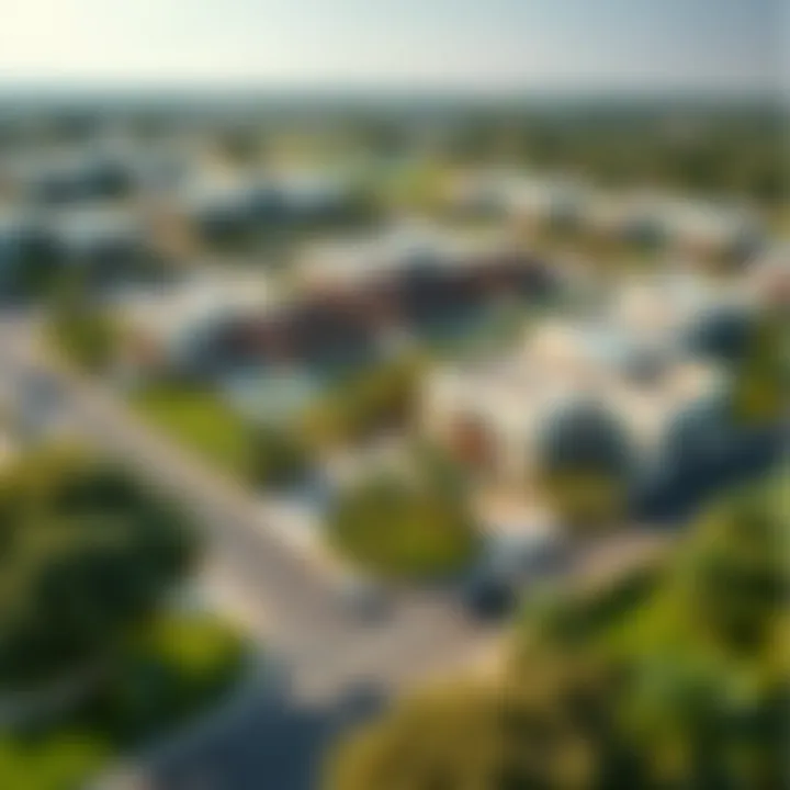 Aerial view of Layan community showcasing its lush greenery and modern architecture