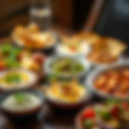 A vibrant spread of Lebanese mezze showcasing hummus, tabbouleh, and baba ghanoush