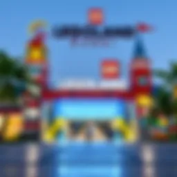 A vibrant view of LEGOLAND Dubai's entrance showcasing its iconic architecture