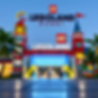 A vibrant view of LEGOLAND Dubai's entrance showcasing its iconic architecture