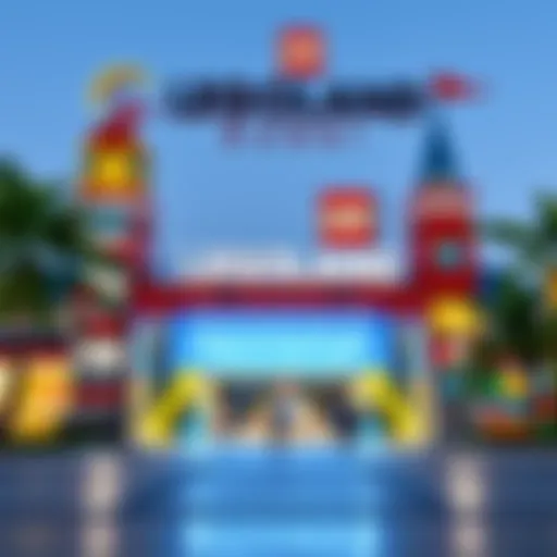 A vibrant view of LEGOLAND Dubai's entrance showcasing its iconic architecture