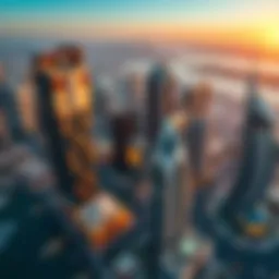 A stunning aerial view of Dubai's skyline showcasing luxurious office buildings