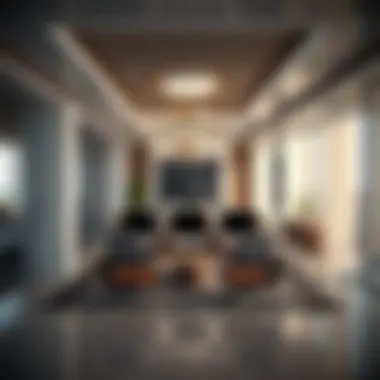 Elegant interior of a high-end office featuring modern design elements