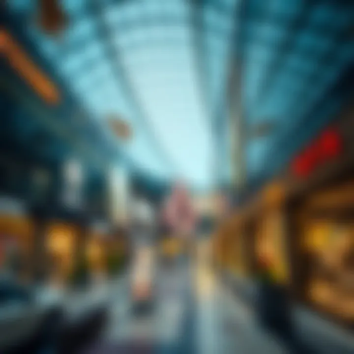 A vibrant shopping area filled with diverse retail options