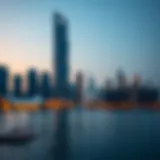 Stunning view of Marina Quays North Tower against the Dubai skyline