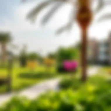 Lush Community Park in Muhaisnah 4: A Green Oasis for Residents Vibrant community park in Muhaisnah 4 filled with lush greenery