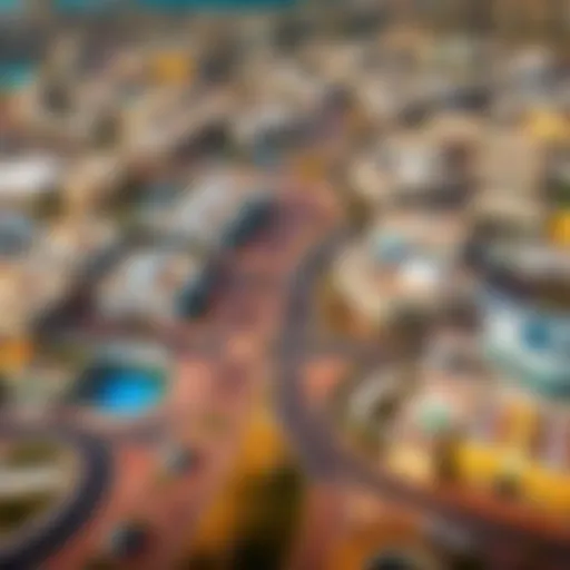 Aerial view of Nad Al Hamar avenues showcasing modern architecture