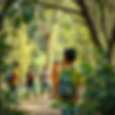 Community members engaged in activities within the forest