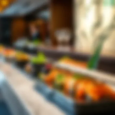 Elegant presentation of sushi platter