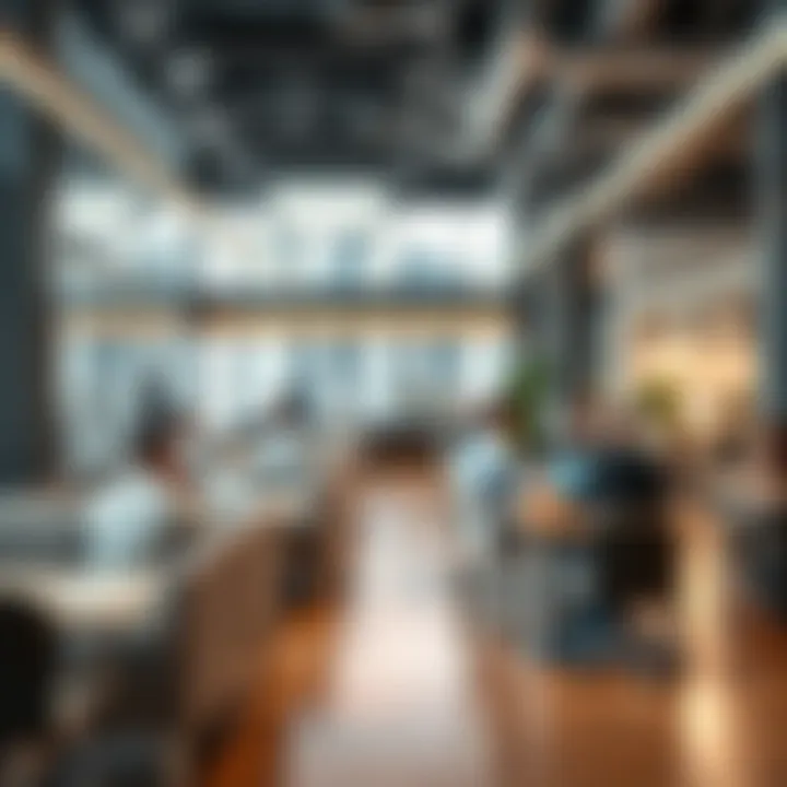 Co-working space bustling with professionals in Dubai