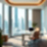 Modern Office Space with Skyline Views Modern office space in Dubai with stunning skyline views