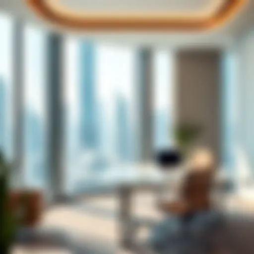 Modern Office Space with Skyline Views Modern office space in Dubai with stunning skyline views