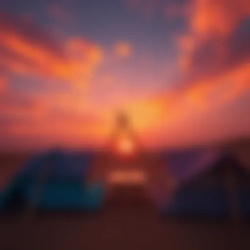 Stunning desert sunset illuminating a vibrant campsite in the UAE