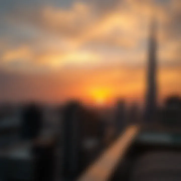 Stunning Sunset Over Dubai A breathtaking sunset view from a Dubai rooftop