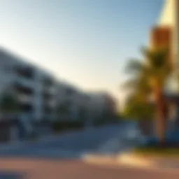 A scenic view of the residential area in Muhaisnah 2 showcasing the modern architecture.