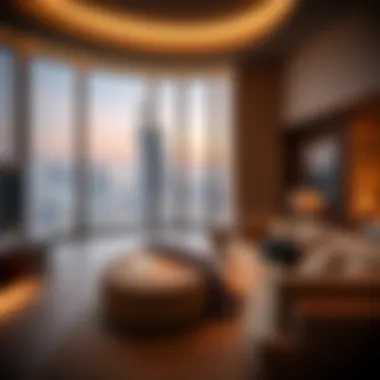 Luxurious suite overlooking Dubai skyline