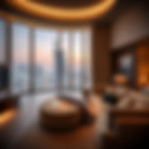 Luxurious suite overlooking Dubai skyline