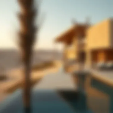 Sustainable architecture blending with desert landscape