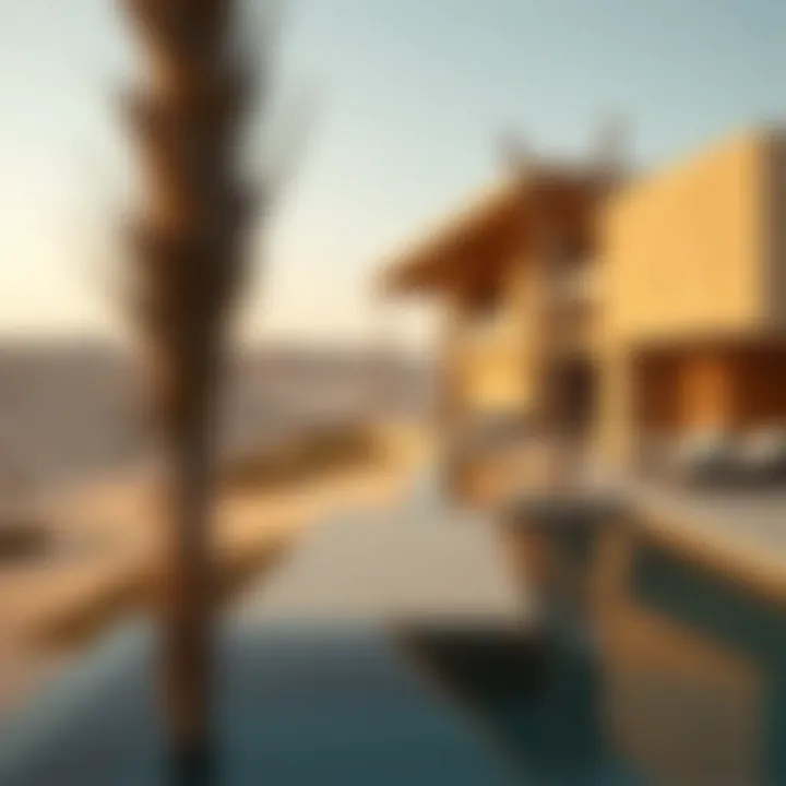 Sustainable architecture blending with desert landscape