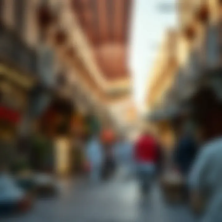 Marketplace Atmosphere in Souq Warsan Vibrant marketplace atmosphere with diverse shops and stalls
